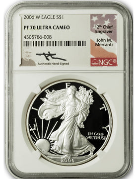 2006-W American Silver Eagle NGC PF70 UCAM Mercanti Signed
