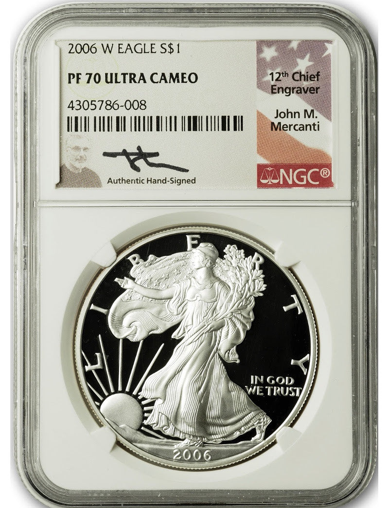 2006-W American Silver Eagle NGC PF70 UCAM Mercanti Signed