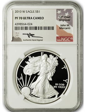 2010-W American Silver Eagle NGC PF70 UCAM Mercanti Signed