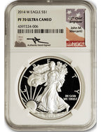 2014-W American Silver Eagle NGC PF70 UCAM Mercanti Signed