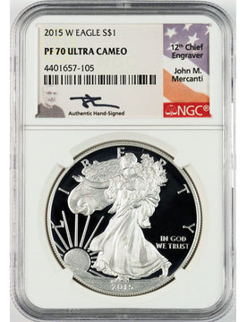 2015-W American Silver Eagle NGC PF70 UCAM John Mercanti Signed
