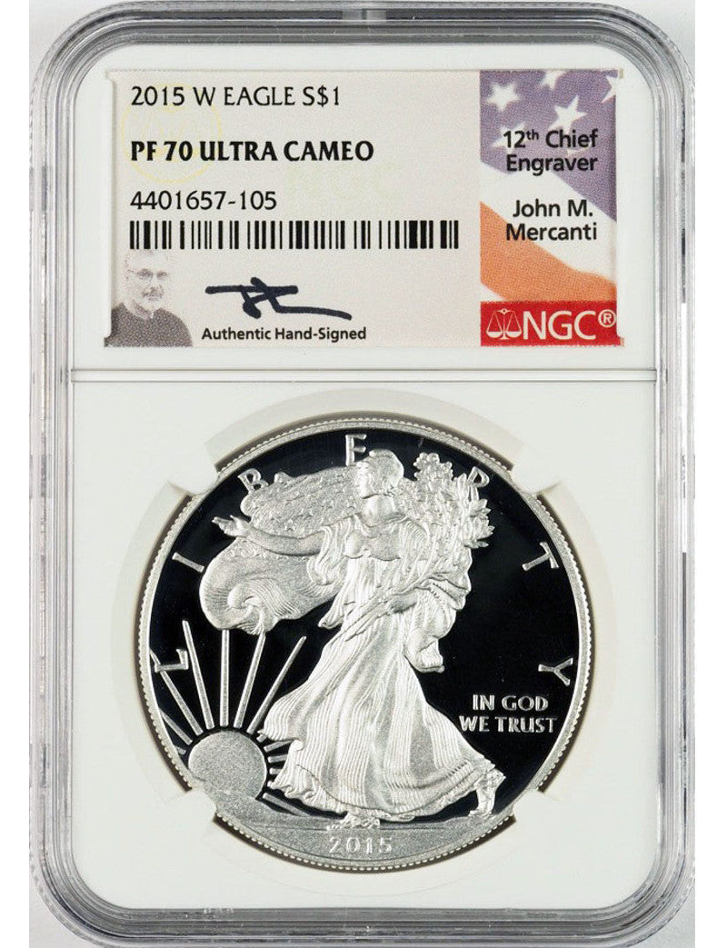 2015-W American Silver Eagle NGC PF70 UCAM John Mercanti Signed