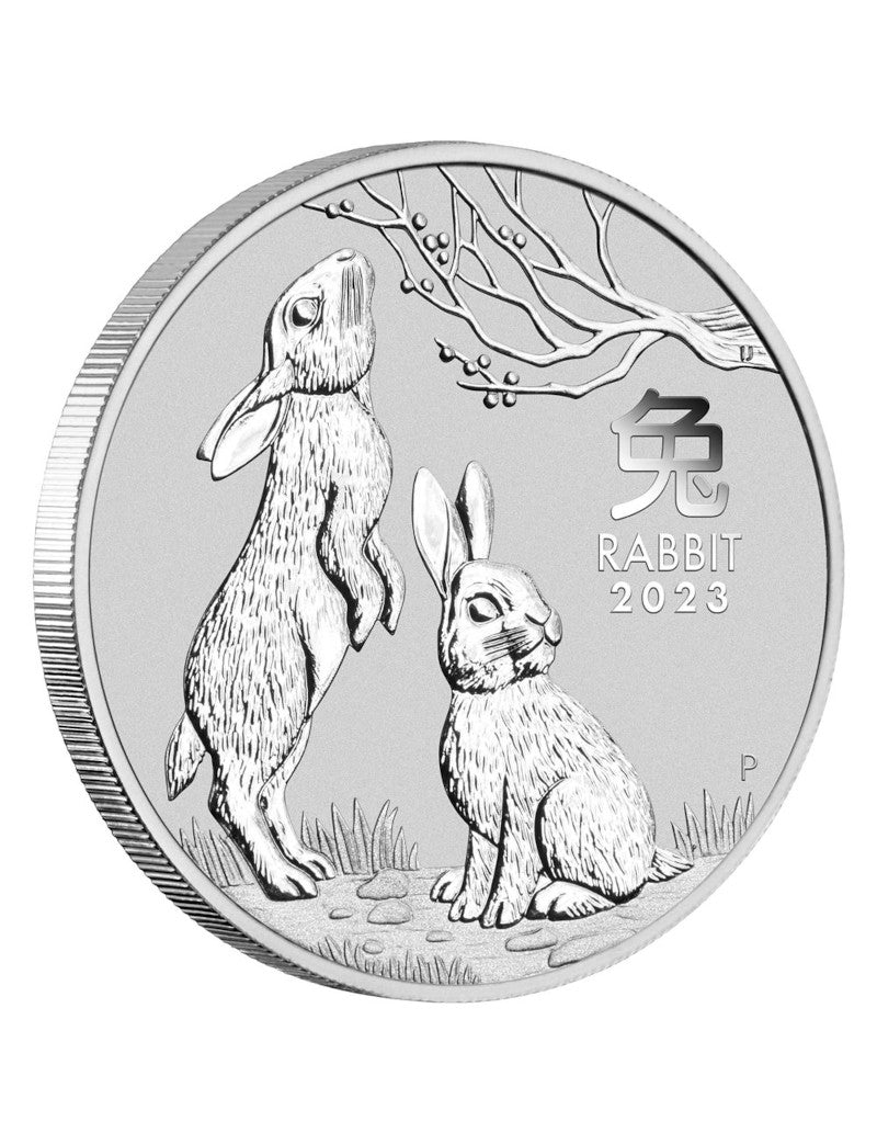 2023 2 oz Silver Lunar Year of The Rabbit BU Perth Mint Australia In Cap