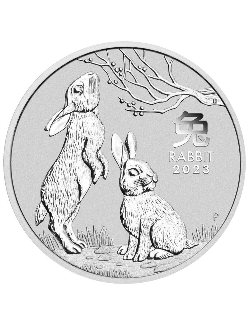 2023 2 oz Silver Lunar Year of The Rabbit BU Perth Mint Australia In Cap