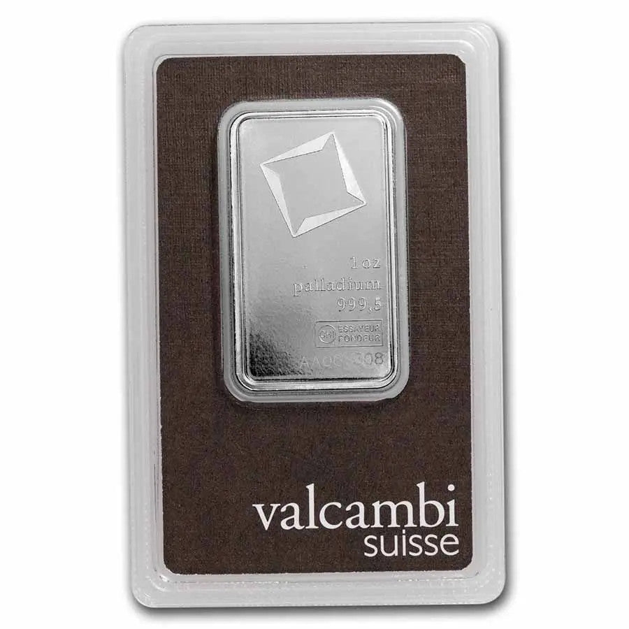Valcambi 1 oz Palladium Bar New in Assay