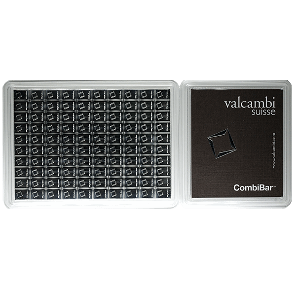 100 GRAM SILVER COMBI BAR VALCAMBI 100 x 1