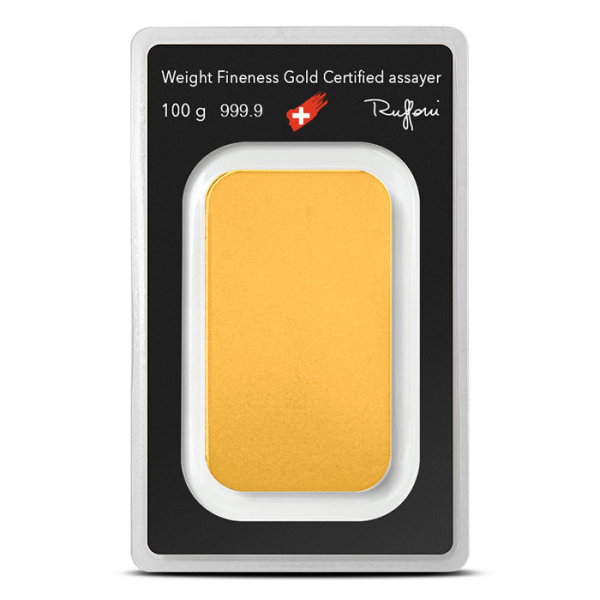 100 Gram Argor Heraeus Gold Bar (New w/ Assay)