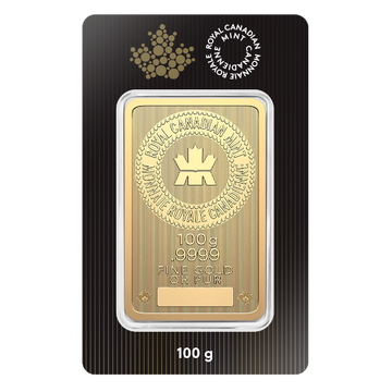 100 Gram Gold Bar Royal Canadian Mint