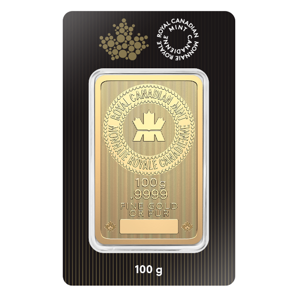 100 Gram Gold Bar Royal Canadian Mint
