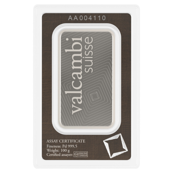100 GRAM PALLADIUM BAR VALCAMBI