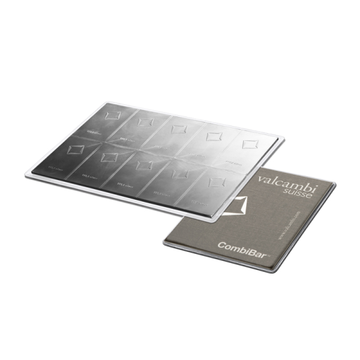 100 GRAM SILVER COMBI BAR VALCAMBI 10 x 10