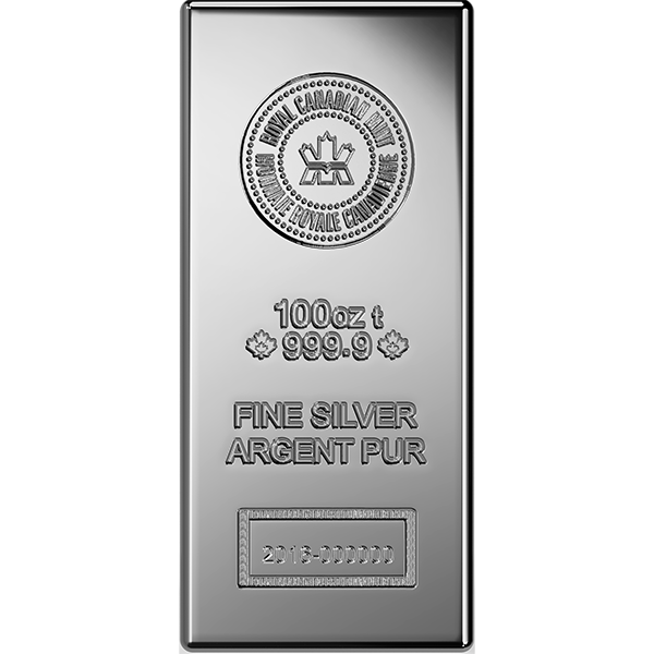 100 oz Royal Canadian Mint Silver Bar