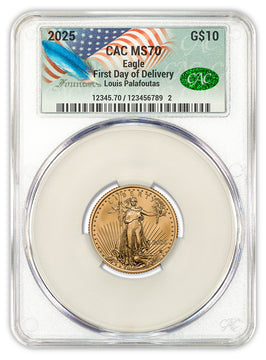 2025 1/4 oz American Gold Eagle FDD CAC MS70 Founders Label
