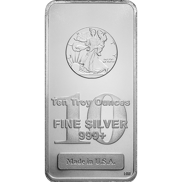 10 OZ SILVER BAR WALKING LIBERTY