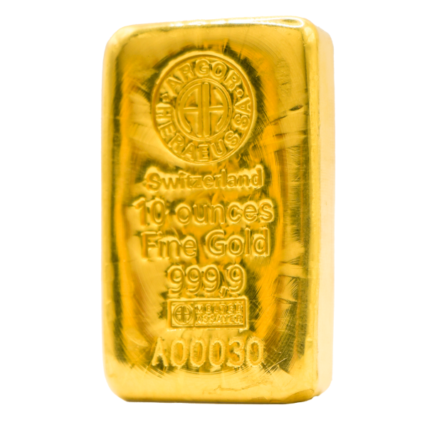 10 OZ GOLD CAST BAR ARGOR-HERAEUS