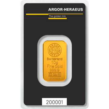 10 Gram Gold Bar Argor-Heraeus New w/Assay