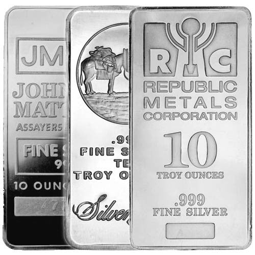 10 oz Silver Bar (Various Brands)