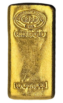 10 oz Johnson Matthey Poured Gold Bar with Box