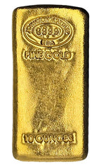 10 oz Johnson Matthey Poured Gold Bar with Box