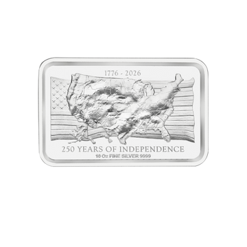 10 OZ SILVER BAR US INDEPENDENCE HIGH RELIEF AUSTRALIAN BULLION CO