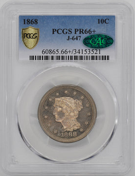 1868 Liberty Seated Dime PCGS PR66+