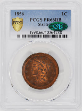 1856 Braided Hair Cent PCGS PR66RB