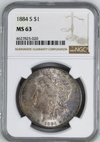 1884-S Morgan Silver Dollars NGC MS63