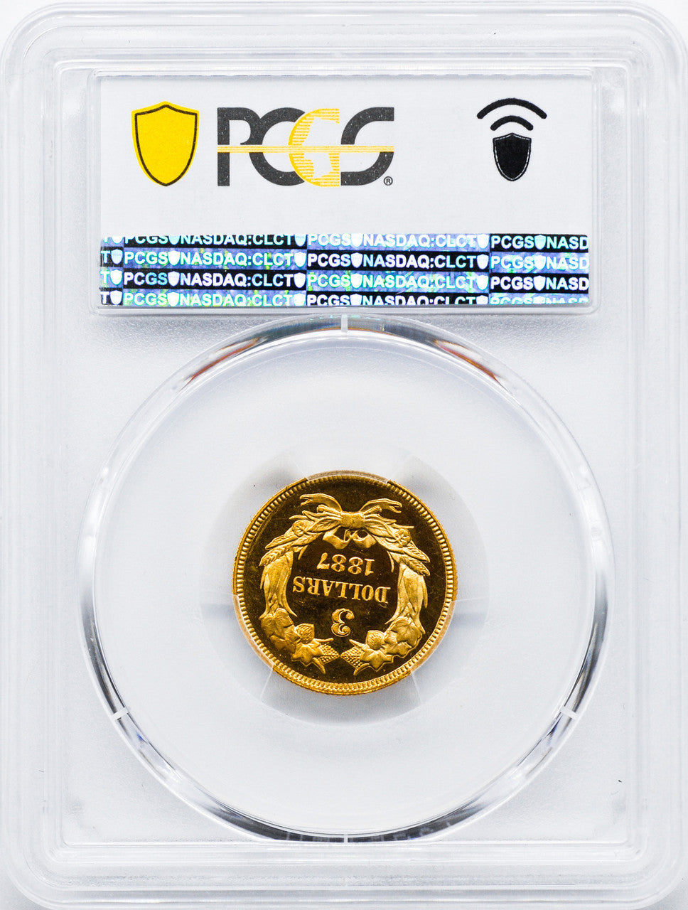 1887 $3 Three Dollar Gold Coin PCGS PR66DCAM