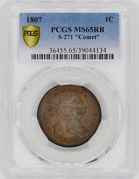 1807 Draped Bust Cent PCGS MS65RB