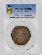 1807 Draped Bust Cent PCGS MS65RB