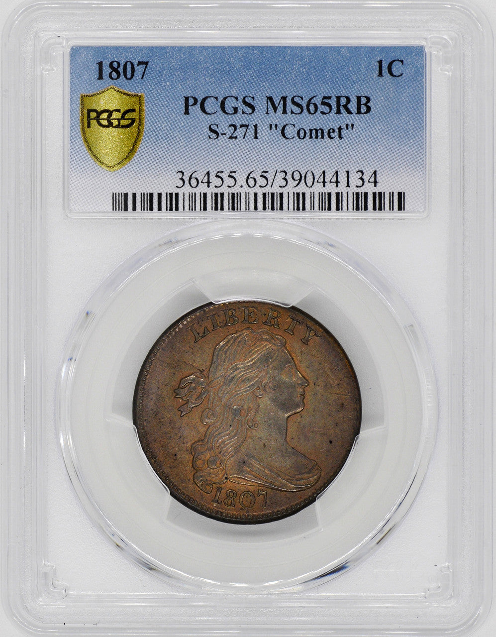 1807 Draped Bust Cent PCGS MS65RB