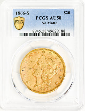 1866-S $20 Liberty Double Eagle PCGS AU58 (142467)