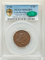 1794 Liberty Cap Half Cent PCGS MS62BN