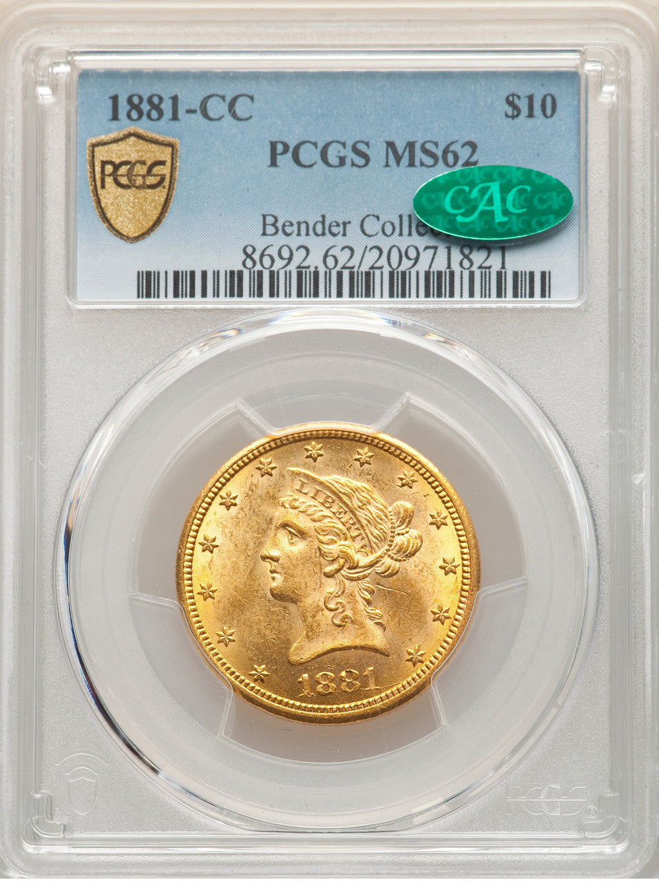 1881-CC $10 Liberty Gold Eagle PCGS MS62