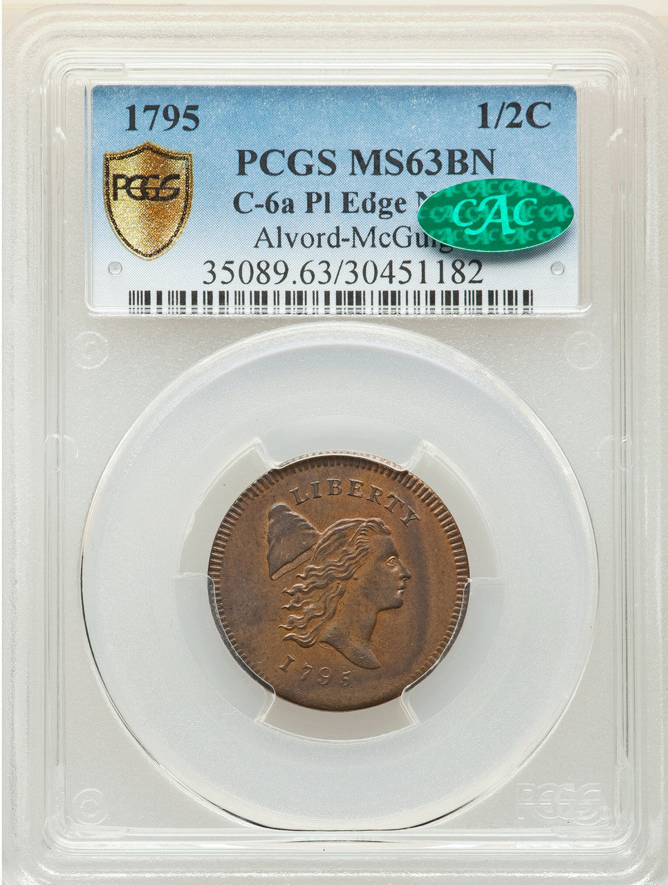 1795 Liberty Cap Half Cent PCGS MS63BN