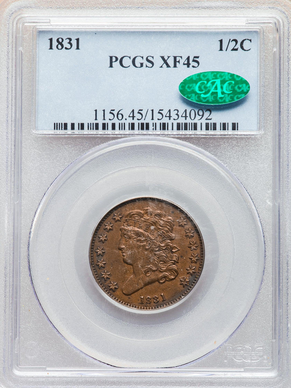 1831 Classic Head Half Cent PCGS XF45BN