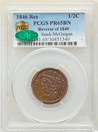 1846 Res1846 Braided Hair Half Cent PCGS PR65BN