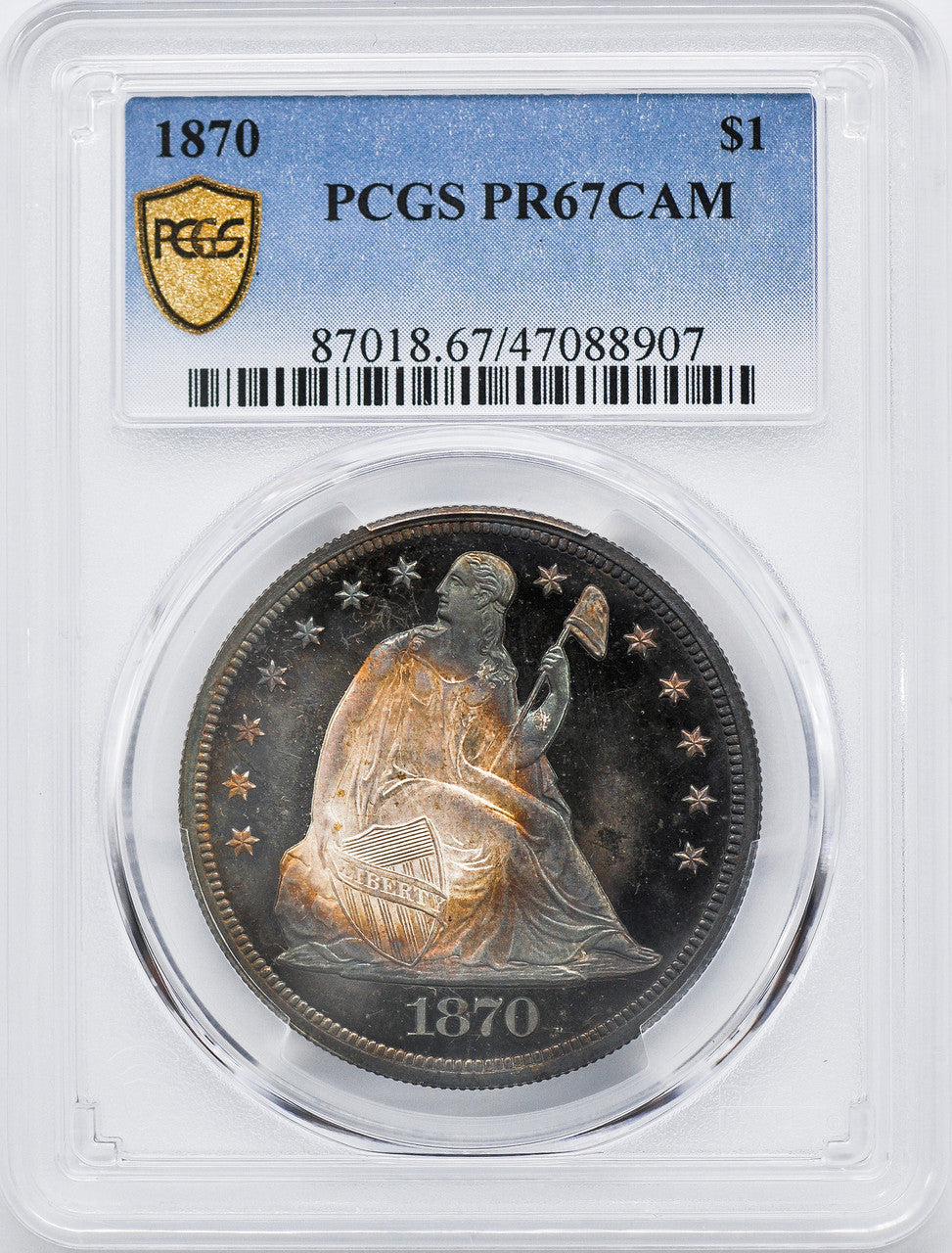 1870 Liberty Seated Dollars PCGS PR67CAM