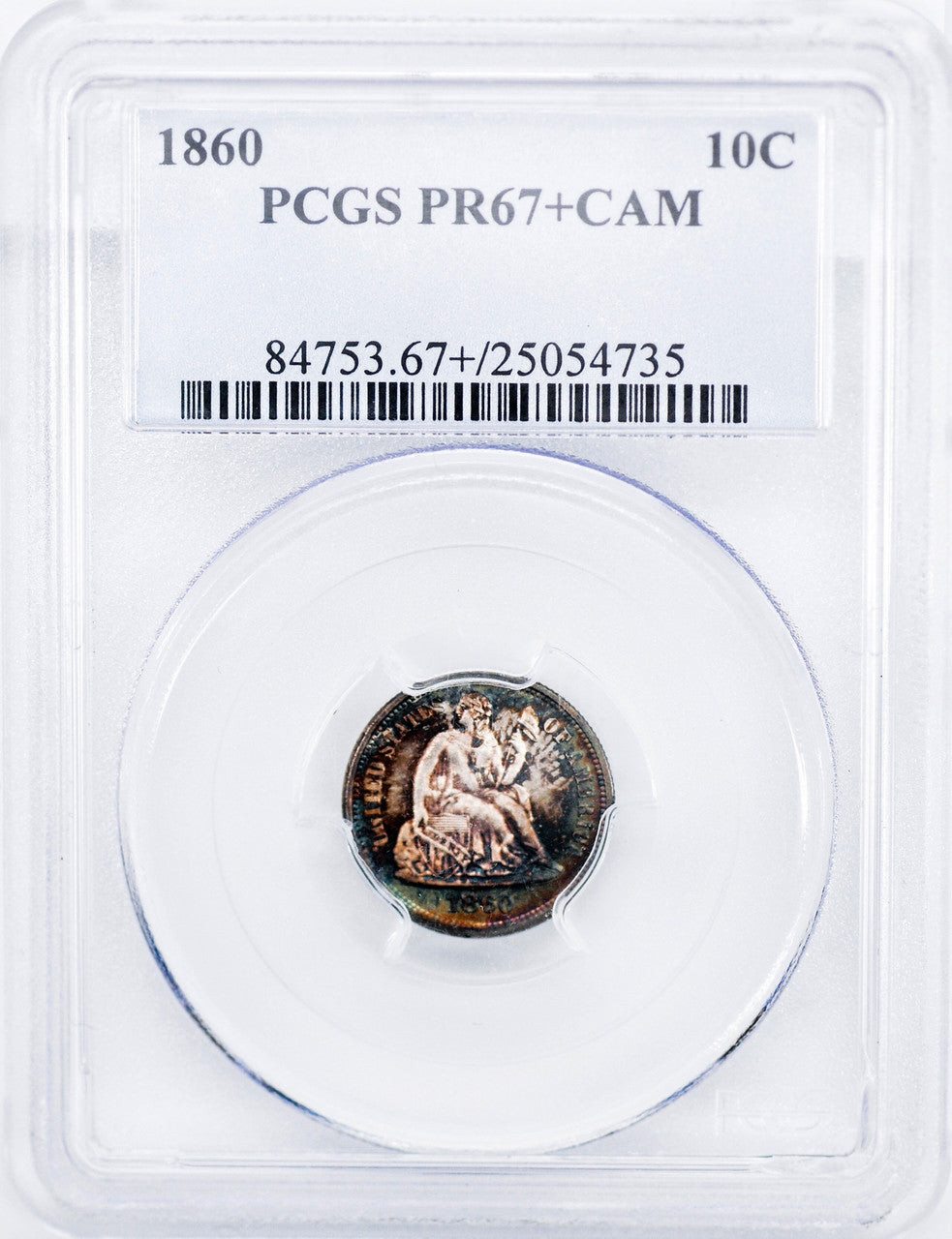 1860 Liberty Seated Dime PCGS PR67+CAM