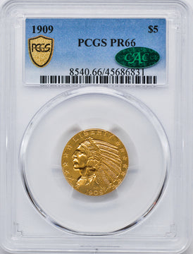 1909 $5 Indian Gold Half Eagle PCGS PR66
