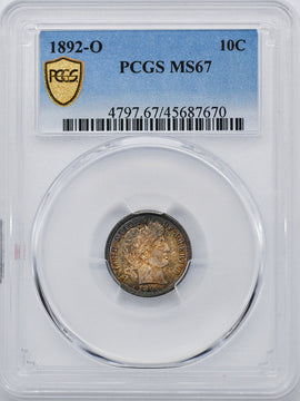 1892-O Barber Dime PCGS MS67