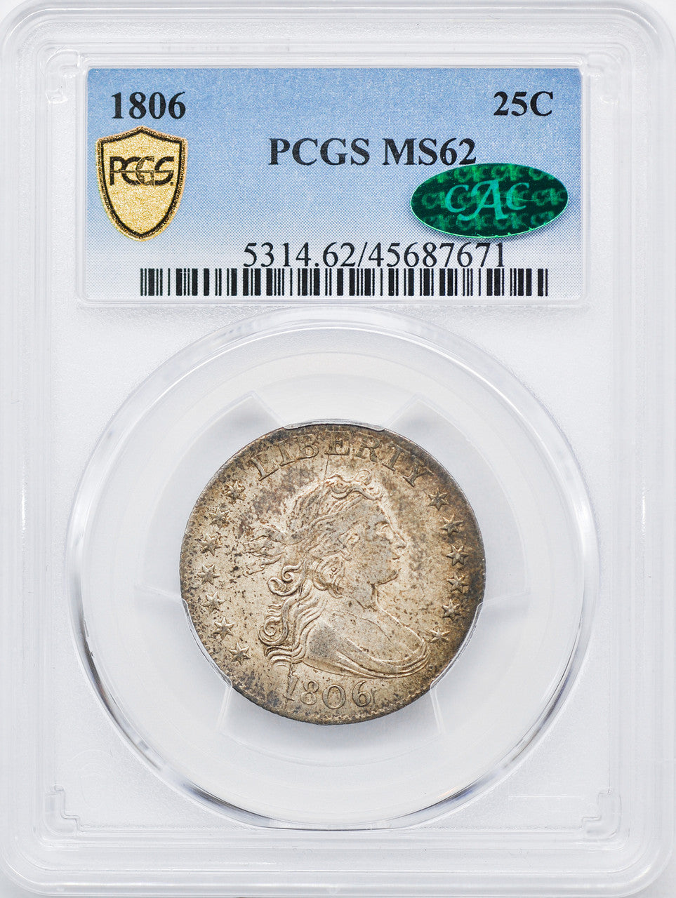 1806 Draped Bust Quarter PCGS MS62