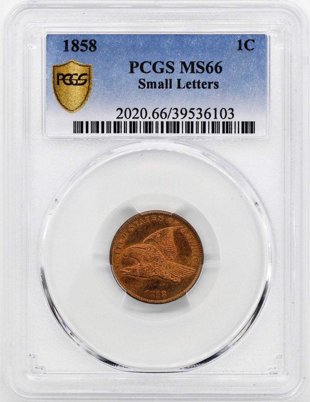 1858 Flying Eagle Cent PCGS MS66