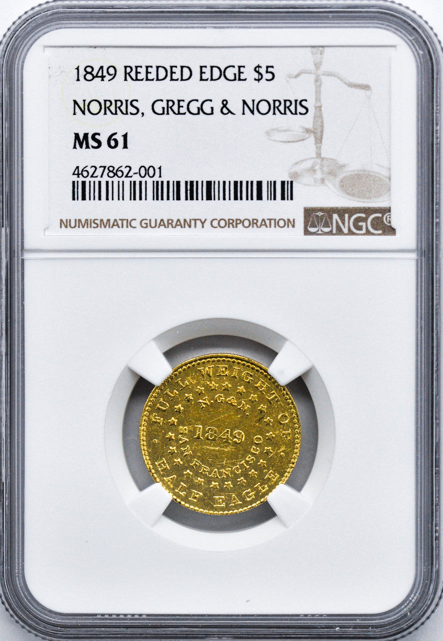 1849 $5 Gold Half Eagle NGC MS61
