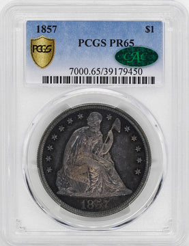 1857 Liberty Seated Dollars PCGS PR65