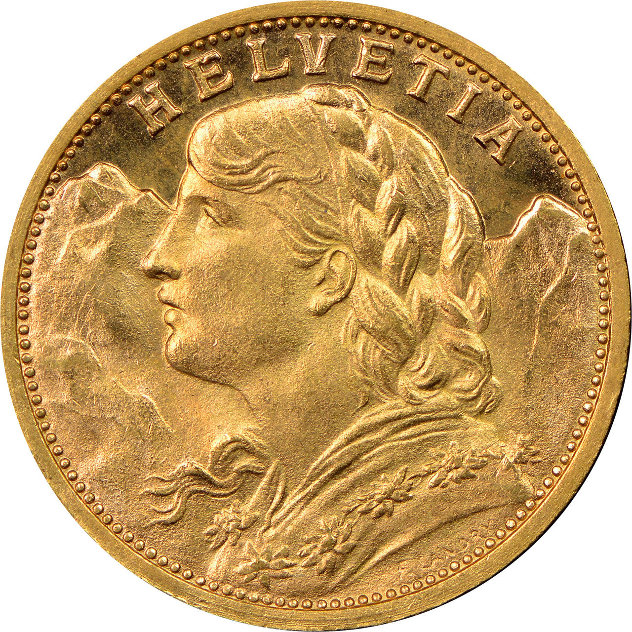 Swiss 20 Francs Gold Helvetia Coin AU Random Year