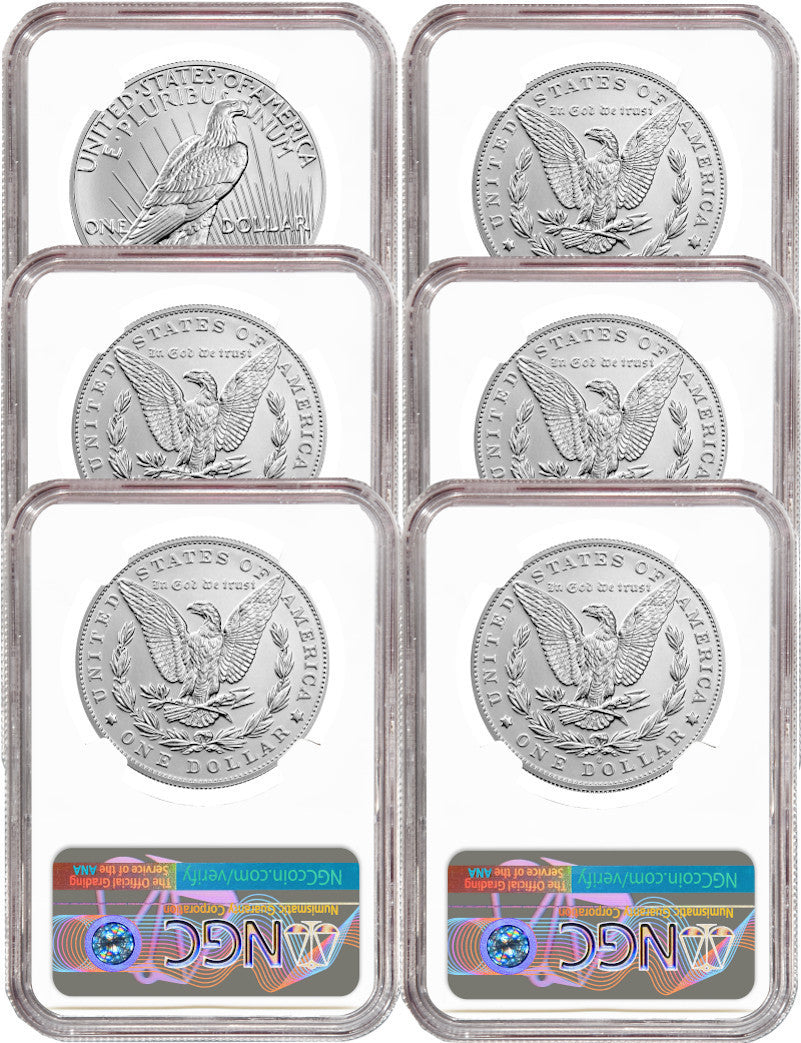 2021 Morgan Peace Dollar First Releases NGC MS70 6-pc Complete Set