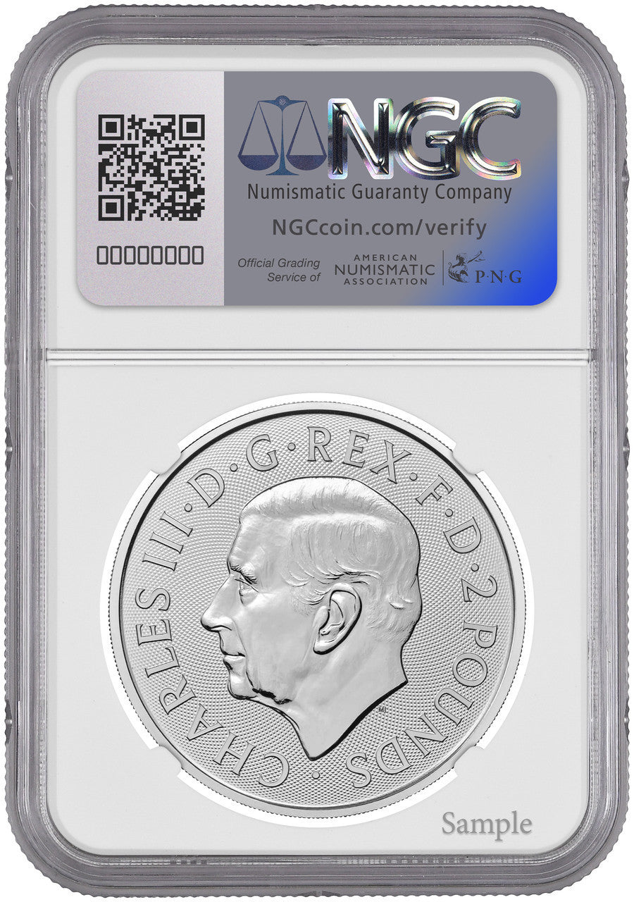 2024 G. Britain £2 Britannia & Liberty Silver Coin FDI NGC MS70 Ron Harrigal Signed