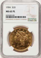 1904 $20 PL Liberty Double Eagle NGC MS62