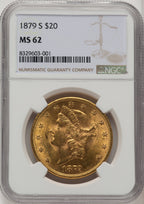 1879-S $20 Liberty Double Eagle NGC MS62